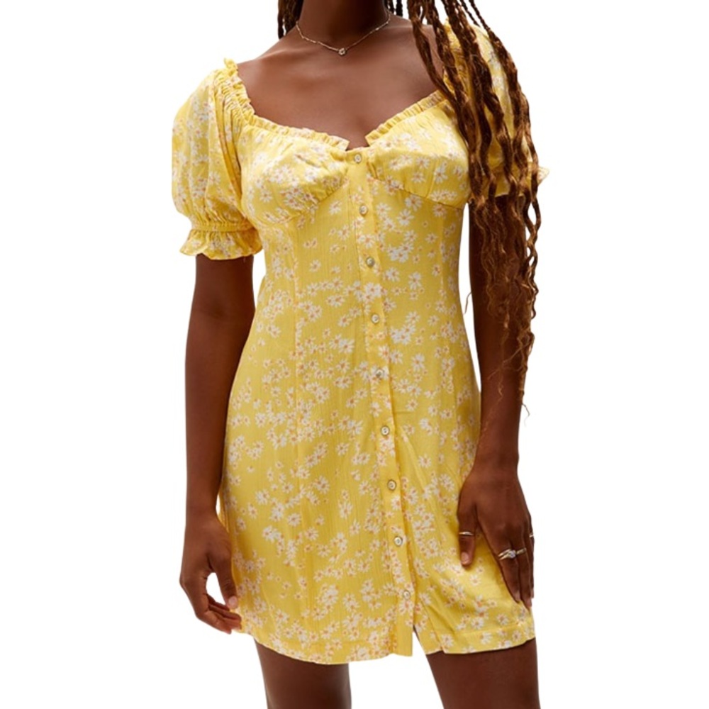 Lost + Wander Yellow Floral Mini Dress